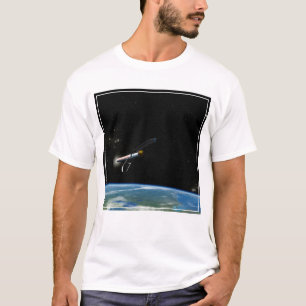 Het Atlas V541 lanceervoertuig in een baan om de a T-shirt