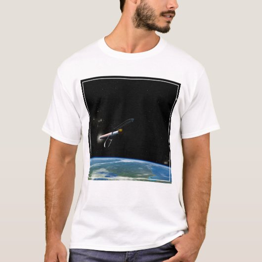 Het Atlas V541 lanceervoertuig in een baan om de a T-shirt (Voorkant)