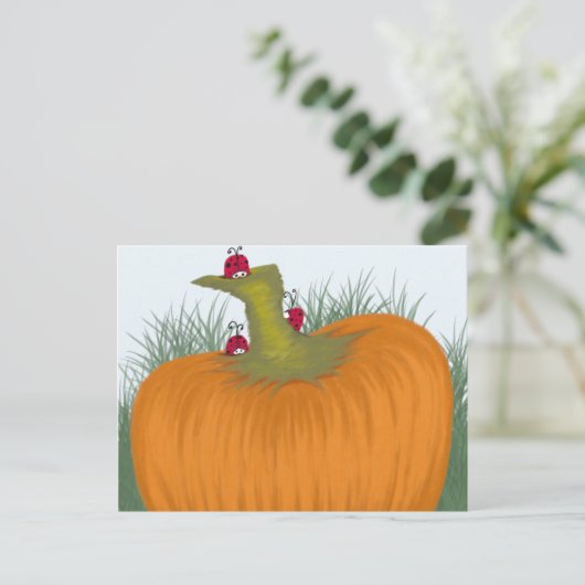 Het Autumn Ladybug die het Schilderen verzamelt Briefkaart (Staand voorkant)