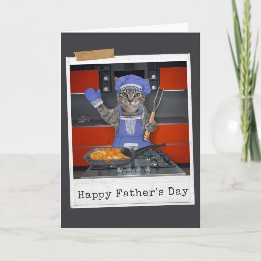 Het avondeten is klaar! Gelukkig Vaderdag kaart (Voorkant)