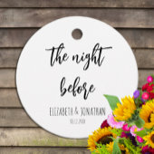 Het avondeten voor de repetitie van het huwelijk bedankjes labels