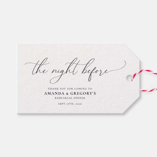 Het avondeten voor de repetitie van het huwelijk cadeaulabel (Voorkant (Horizontaal))