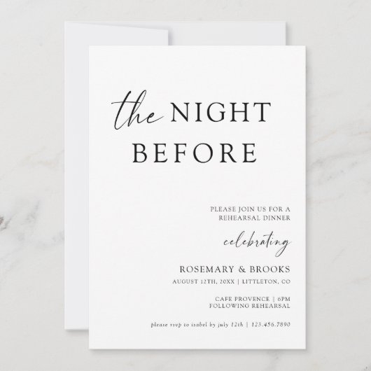 Het avondeten voor de repetitie van het huwelijk kaart (Voorkant)