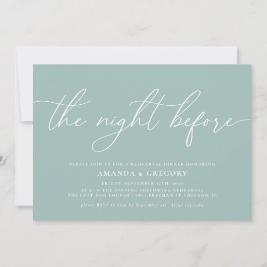 Het avondeten voor de repetitie van het huwelijk kaart (Voorkant)