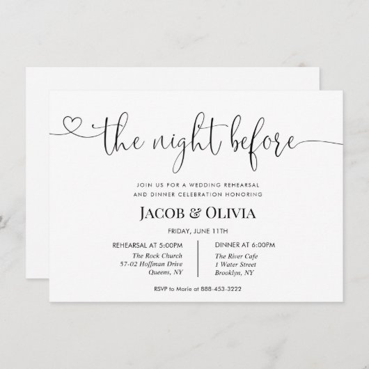 Het avondeten voor de repetitie van het huwelijk kaart (Voorkant / Achterkant)