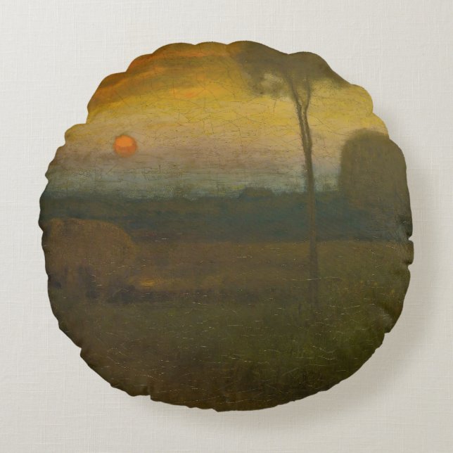 Het avondlandschap van George Inness (1889) Rond Kussen (Voorkant)