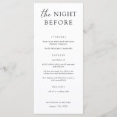 Het avondmenu van het avondeten voor de repetitie  menu (Voorkant)