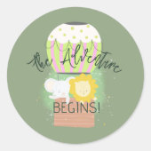 Het Avontuur Begin Hete Luchtballon Cupcake Topper Ronde Sticker (Voorkant)