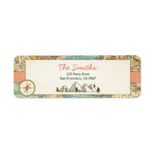 Het avontuur begint Adresetiketten  Wereldkaart Etiket