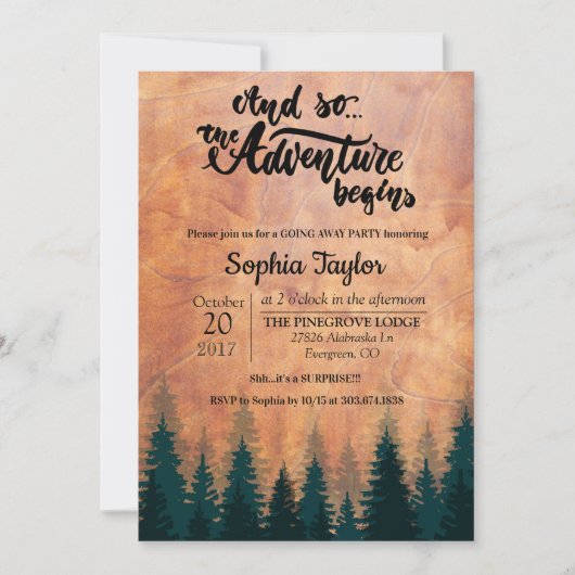 Het avontuur begint Afscheidsuitnodiging Kaart (Voorkant)