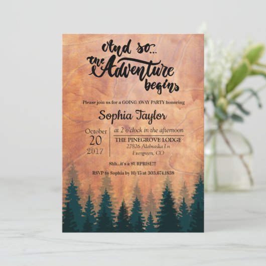 Het avontuur begint Afscheidsuitnodiging Kaart (Staand voorkant)