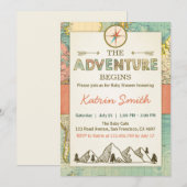 Het avontuur begint Baby shower nodigt de Kaart va (Voorkant / Achterkant)