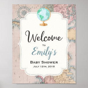 Het avontuur begint Baby shower Welkomstteken Poster