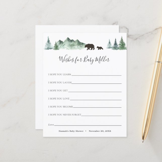 Het avontuur begint Beer wenst voor de Baby (Voorkant / Achterkant in situ)