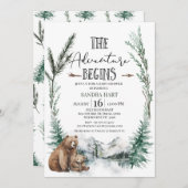 Het avontuur begint Beer Wilderness Baby shower Kaart (Voorkant / Achterkant)