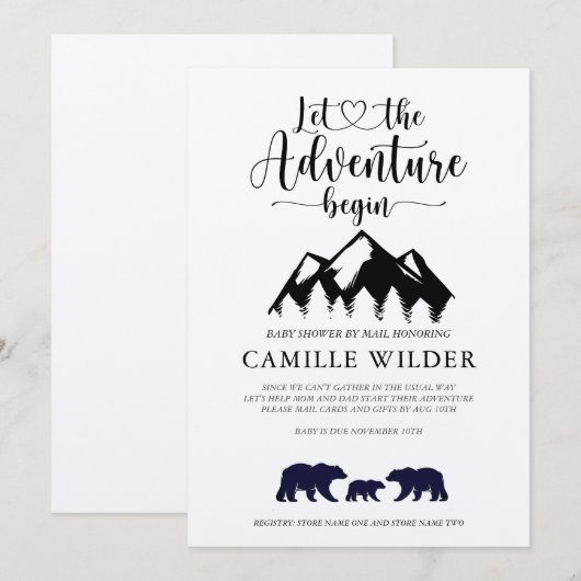Het avontuur begint Beren Kraft Baby shower per po Kaart (Voorkant / Achterkant)
