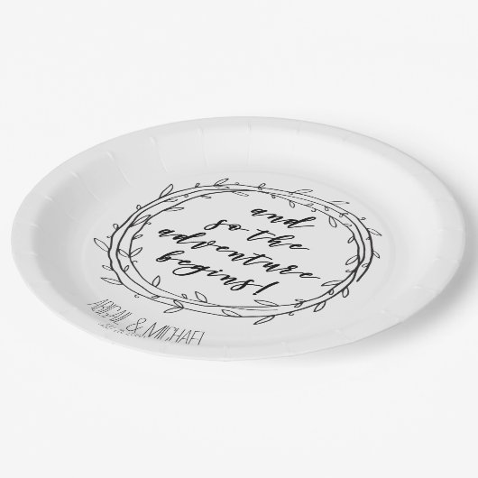 Het avontuur begint - (Bestemming) Bruiloft Papieren Bordje (Gekanteld)