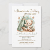 Het avontuur begint bij Calling Camp Baby shower Kaart (Voorkant)