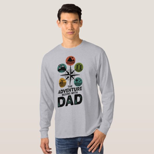 Het avontuur begint bij papa t-shirt (Voorkant volledig)