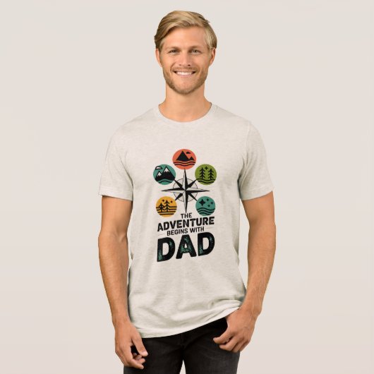 Het avontuur begint bij papa Tri-Blend shirt (Voorkant volledig)