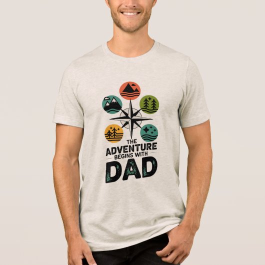 Het avontuur begint bij papa Tri-Blend shirt (Voorkant)
