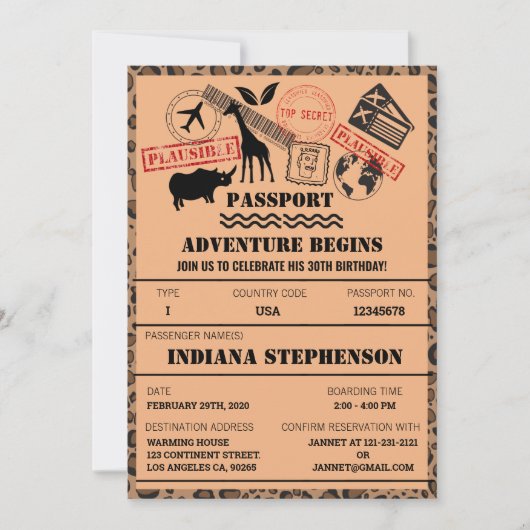 Het avontuur begint Birthday Safari Wereldbestemmi Kaart (Voorkant)