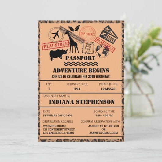 Het avontuur begint Birthday Safari Wereldbestemmi Kaart (Staand voorkant)