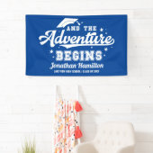 Het avontuur begint blauwe grad feest spandoek (Insitu)