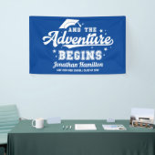 Het avontuur begint blauwe grad feest spandoek (Beurs)