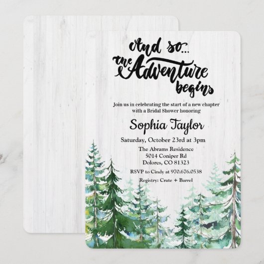 Het avontuur begint Bridal Uitnodiging (Voorkant / Achterkant)