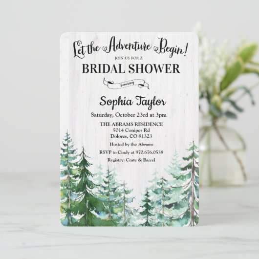 Het avontuur begint Bridal Uitnodiging (Staand voorkant)