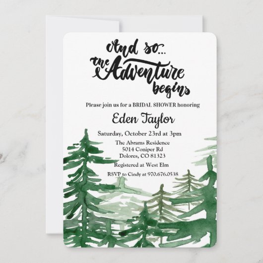 Het avontuur begint Bridal Uitnodiging (Voorkant)