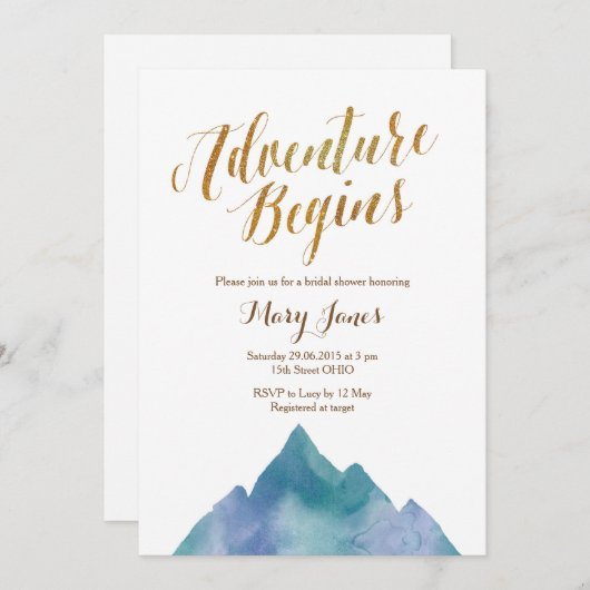 Het avontuur begint Bridal Uitnodiging (Voorkant / Achterkant)