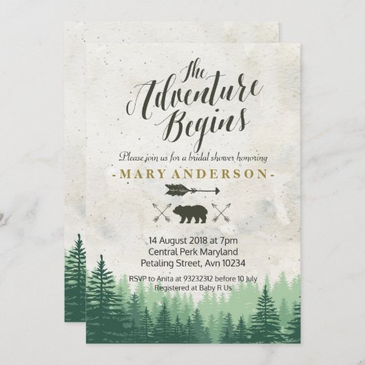 Het avontuur begint Bridal Uitnodiging (Voorkant / Achterkant)