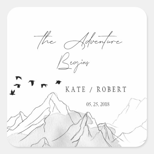 Het avontuur begint bruiloft Elegant Sticker (Voorkant)