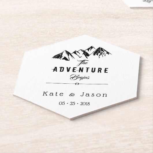 Het avontuur begint bruiloft kartonnen onderzetters (Schuin)