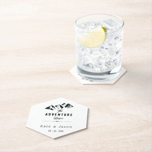 Het avontuur begint bruiloft kartonnen onderzetters (Insitu)