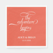 Het avontuur begint bruiloft receptie cocktail servet (Voorkant)