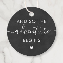 Het avontuur begint bruiloft welkom cadeau Label, Bedankjes Labels