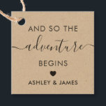 Het avontuur begint, bruiloft welkom Label, Kraft Bedankjes Labels<br><div class="desc">Dit zijn de perfecte kleine cadeautjes labels. U kunt voor- en achtertekst aanpassen en de kleuren wijzigen.</div>