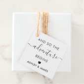 Het avontuur begint, bruiloft welkom Label, Kraft Bedankjes Labels (In situ)