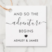 Het avontuur begint, bruiloft welkom Label, Kraft Bedankjes Labels (Voorkant)