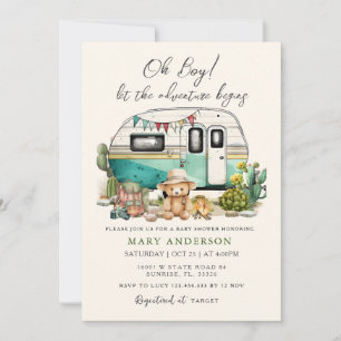 Het avontuur begint Camper Summer Baby shower Kaart