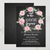 Het avontuur begint | Chalkboard Afstuderen Kaart (Voorkant / Achterkant)