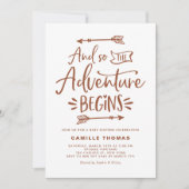 Het avontuur begint citaat Terracotta Baby shower Kaart (Voorkant)