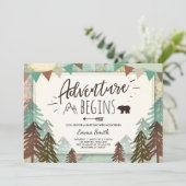 Het avontuur begint de Baby shower uitnodiging Rei (Staand voorkant)