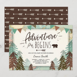 Het avontuur begint de Baby shower uitnodiging Rei