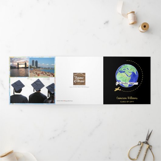 Het avontuur begint de Foto van het Afstuderen Drieluik Kaart (Buitenkant)