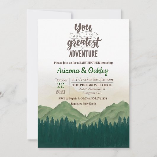 Het avontuur begint de Uitnodiging van het Baby sh (Voorkant)