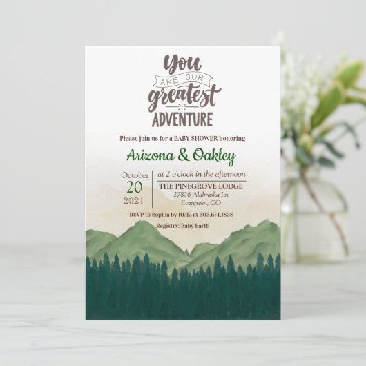 Het avontuur begint de Uitnodiging van het Baby sh (Staand voorkant)